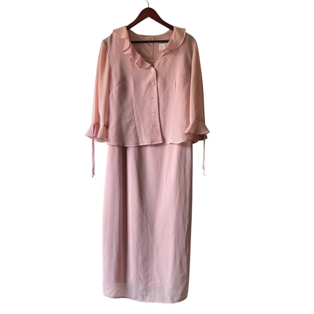 Vintage 90s miss dorby‎ pink matching dress and jacket set size 14